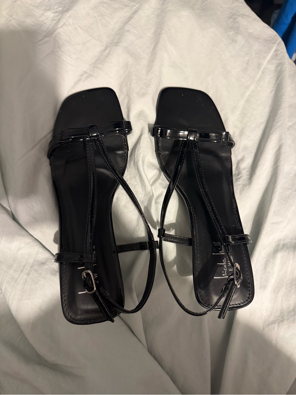 Women’s Black Strappy Square-Toe 2” Heels